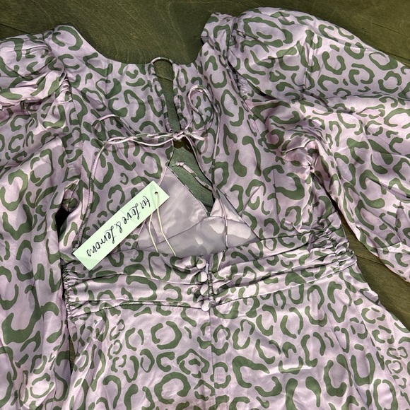 For Love And Lemons Pink V-Neck Bishop Sleeve Dress - Picture 6 of 7